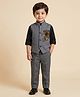 Rikidoos Cotton Woven Full Sleeves 3 Piece Party Suit With Eagle Embellishment - Black & Dark Grey