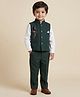 Rikidoos Cotton Woven Full Sleeves 3 Piece Party Suit With Parrot Embellishment - Green & White