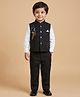 Rikidoos Cotton Woven Full Sleeves 3 Piece Party Suit With Parrot Embellishment - Black & White