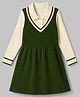 Pine Kids Knit Full Sleeves Solid Woolen Dress - Green