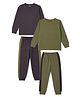 Primo Gino 100% Cotton Knit Full Sleeves Solid Color T-Shirt with Chest Pocket and Color Block Pyjama Night Suit Pack of 2 - Green & Grey