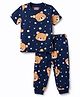 Babyhug Cotton Knit Half Sleeves Co-Ords T-Shirt & Pajama Night Suit with Bear Print -Navy