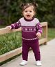 Babyhug Female Knit Full Sleeves Sweater Set with Floral & Heart Design - Red