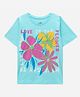 zuniors SSC Cotton Knit Half Sleeves Floral Printed Tee - Sky Blue