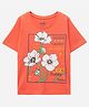 zuniors SSC Cotton Knit Half Sleeves Floral Printed Tee - Coral
