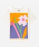 zuniors SSC Cotton Knit Half Sleeves Glitter Embellished Floral Printed Tee - White