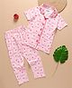 zuniors SSC Cotton Knit Half Sleeves Meow Text Printed Coordinating Shirt & Pajama Night Suit - Light Pink