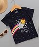 zuniors SSC Cotton Knit Half Sleeves Rainbow & Star Printed Tee - Navy Blue
