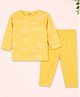 Kidbea Cotton Knit Full Sleeves Bows Printed Tee & Pants Set - Yellow