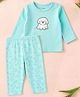 Kidbea Cotton Knit Full Sleeves Dog Printed Tee & Pants Set - Sky Blue