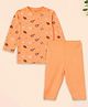 Kidbea Cotton Knit Full Sleeves Sports Theme Printed Tee & Pants Set - Peach