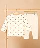 Kidbea Cotton Knit Full Sleeves Cherries Printed Tee & Pants Set - White