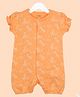 Kidbea Cotton Knit Half Sleeves Animals Printed Romper - Dark Orange