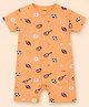 Kidbea Cotton Woven Half Sleeves Sports Theme Printed Romper - Orange