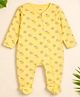Kidbea Cotton Woven Full Sleeves Lemon Printed Footed Sleepsuit - Yellow