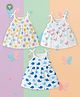 Kidbea 100% Organic Cotton Woven Pack Of 3 Sleeveless Star Butterfly & Whale Printed Dresses - White