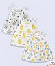 Kidbea Muslin Woven Pack Of 3 Sleeveless Elephants & Ducks Printed Dresses - White