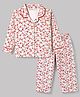 Doreme Single Jersey Knit Full Sleeves Shirt & Pyjama Co-Ord Night Suit With Floral Print - White & Red