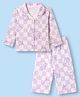 Doreme Single Jersey Full Sleeves Unicorn Printed Co-Ords Shirt & Pyjama Night Suit - Mauve