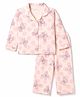 Doreme Single Jersey Knit Full Sleeves Butterfly Printed Co-Ords Shirt & Pyjama Night Suit - Pink
