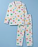Doreme Single Jersey Knit Full Sleeves Shirt & Pyjama Co-Ord Night Suit With Heart Print - White