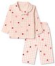 Doreme Single Jersey Knit Full Sleeves Shirt & Pyjama Checks Co-Ord Night Suit With Fruit Print - Pink