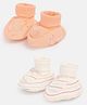 MINI KLUB Cotton Knit Pack of 2  Striped & Dots Printed Booties - Multi Colour
