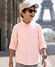 Arias Cotton Woven Full Roll Up Sleeves Solid Colour Shirt - Pink