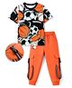 OLLINGTON ST. Cotton Sinker Knit Half Sleeves Ball Printed T-Shirt & Lounge Pant Set - Orange