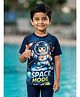 Kaboosh Half Raglan Sleeves Space Theme Printed  Swimwear Tee - Navy Blue