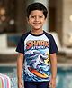 Kaboosh Half Raglan Sleeves Surfing Shark Printed  Swimwear Tee - Light Blue