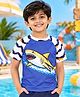 Kaboosh Half Raglan Sleeves Shark Printed  Swimwear Tee - Royal Blue