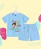 The Peppy Tend 100% Cotton Knit Mothers Day Theme Half Sleeves Our 1st Mothers Day Together Text Printed Tee & Shorts Set - Blue