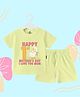 The Peppy Tend 100% Cotton Knit Mothers Day Theme Half Sleeves Our 1st Mothers Day Together Text Printed Tee & Shorts Set - Yellow