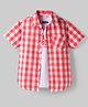 Pine Kids Cotton Woven Half Sleeves Checks Shirt & T-Shirt - Red