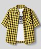 Pine Kids Cotton Woven Checks Twofer Shirt with Full Sleeves - Yellow