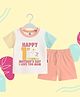 The Peppy Tend 100% Cotton Knit Mothers Day Theme Half Sleeves Happy 1st Mothers day I Love You Mom Text Printed Tee & Shorts Set - Multi Colour