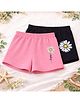 Luke and Lilly Cotton Blend Knit Pack Of 2 Floral Printed Shorts - Pink & Black