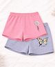 Luke and Lilly Cotton Blend Knit Pack Of 2 Butterfly & Floral Printed Shorts - Pink & Melange