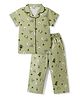 Enfance Core Cotton Woven Half Sleeves Beach Theme Printed Co-Ords Shirt & Pyjama Night Suit - Light Green