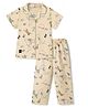 Enfance Core Cotton Woven Half Sleeves  Aeroplane Printed Co-Ords Shirt & Pyjama Night Suit - Light Yellow