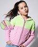 Pine Kids Cable Knit Front Open Sweater with Full Sleeves in Pink Green