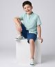 Pine Kids Cotton Woven Solid Color Half Sleeves Shirt & Shorts Set - Light Blue