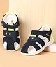 Babyoye Velcro Closure Sandals With Heart Print - Navy