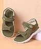 Babyoye Velcro Closure Sandals With Heart Print - Olive Green