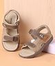 Babyoye Velcro Closure Sandals With Heart Print - Brown