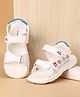 Babyoye Velcro Closure Sandals with Happy Friends Text in White