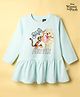 CUCUMBER Sinker Knit Full Sleeves Frock With Winnie The Pooh Graphic - Light Blue