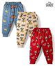 CUCUMBER Cotton Knit Full Length Lounge Pant with Hakuna Matata & Mickey Print Pack of 3 - Dark Red Blue & Cream