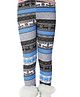 Neska Moda Knit Geometric  Printed Leggings - Blue Black & White